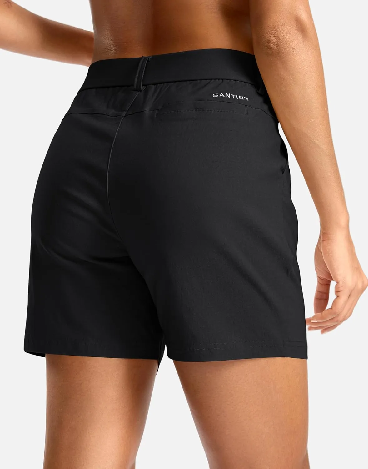 SANTINY Women's 5" Hiking Golf Shorts Quick Dry Stretch Casual Work Shorts with Pockets for Women Walking Travel Summer