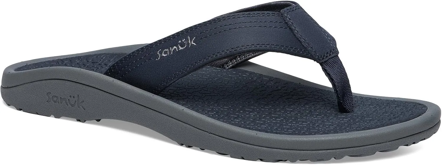 Sanuk On the Rocks Men's Beach Sandals | Flip Flops for Men | Quick Dry Flip-Flop Slides | Supportive & Lightweight | Arch Support Footbed
