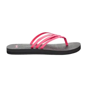Sanuk Women's Yoga Sandy Flip-Flop Sandals with Soft Yoga Mat Footbed for All-Day Comfort, Hot Pink