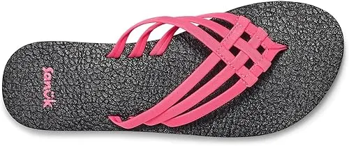 Sanuk Women's Yoga Sandy Flip-Flop Sandals with Soft Yoga Mat Footbed for All-Day Comfort, Hot Pink