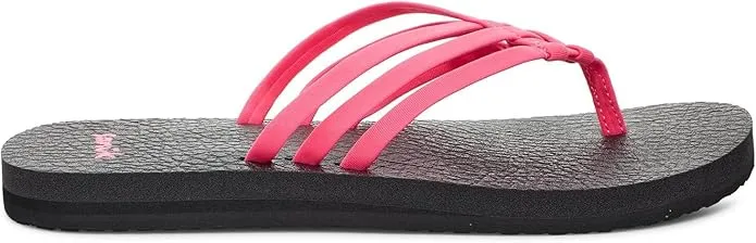 Sanuk Women's Yoga Sandy Flip-Flop Sandals with Soft Yoga Mat Footbed for All-Day Comfort, Hot Pink