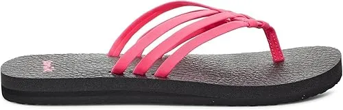 Sanuk Women's Yoga Sandy Flip-Flop Sandals with Soft Yoga Mat Footbed for All-Day Comfort, Hot Pink