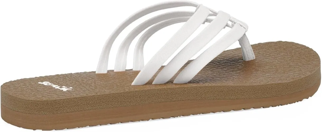Sanuk Women's Yoga Sandy Flip-Flop Sandals with Soft Yoga Mat Footbed for All-Day Comfort, White