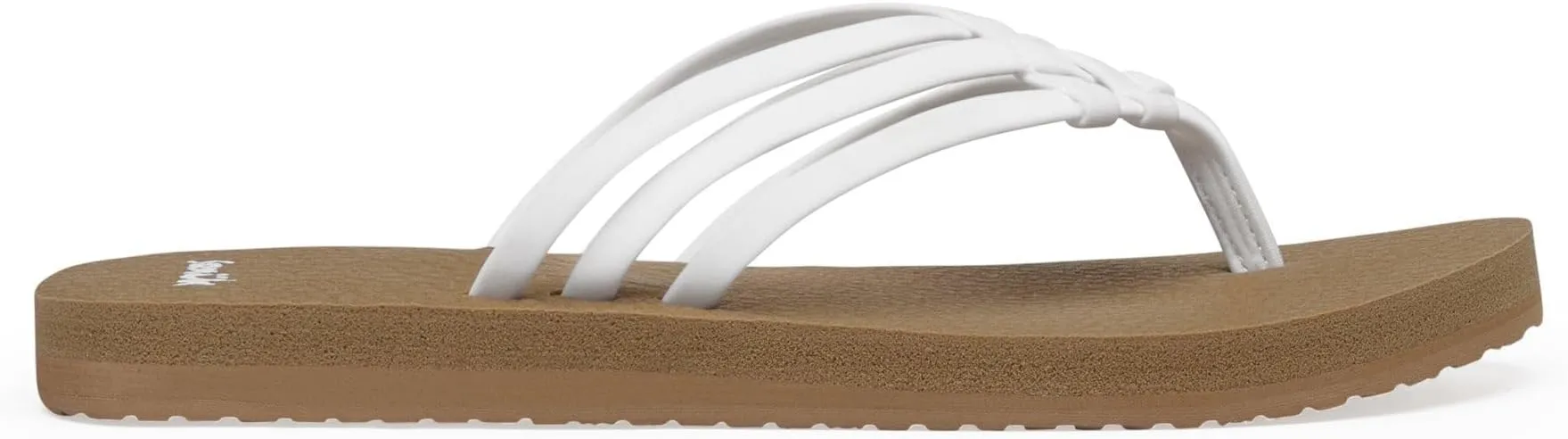 Sanuk Women's Yoga Sandy Flip-Flop Sandals with Soft Yoga Mat Footbed for All-Day Comfort, White