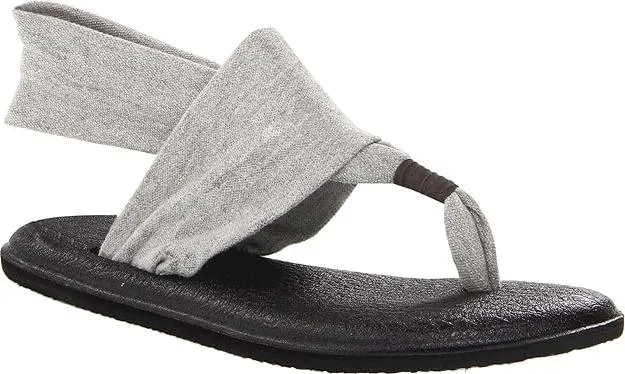 Sanuk Women's Yoga Sling 2 Sandals – Lightweight Thong Flip-Flops with Soft Yoga Mat Footbed, Gray, Size 6-9