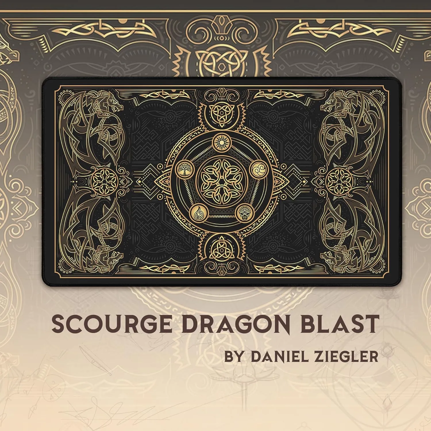 Scourge Dragon Blast (Stitched) - MTG Playmat - Compatible with Magic The Gathering Playmat - Play MTG, YuGiOh, TCG - Original Play Mat Art Designs & Accessories