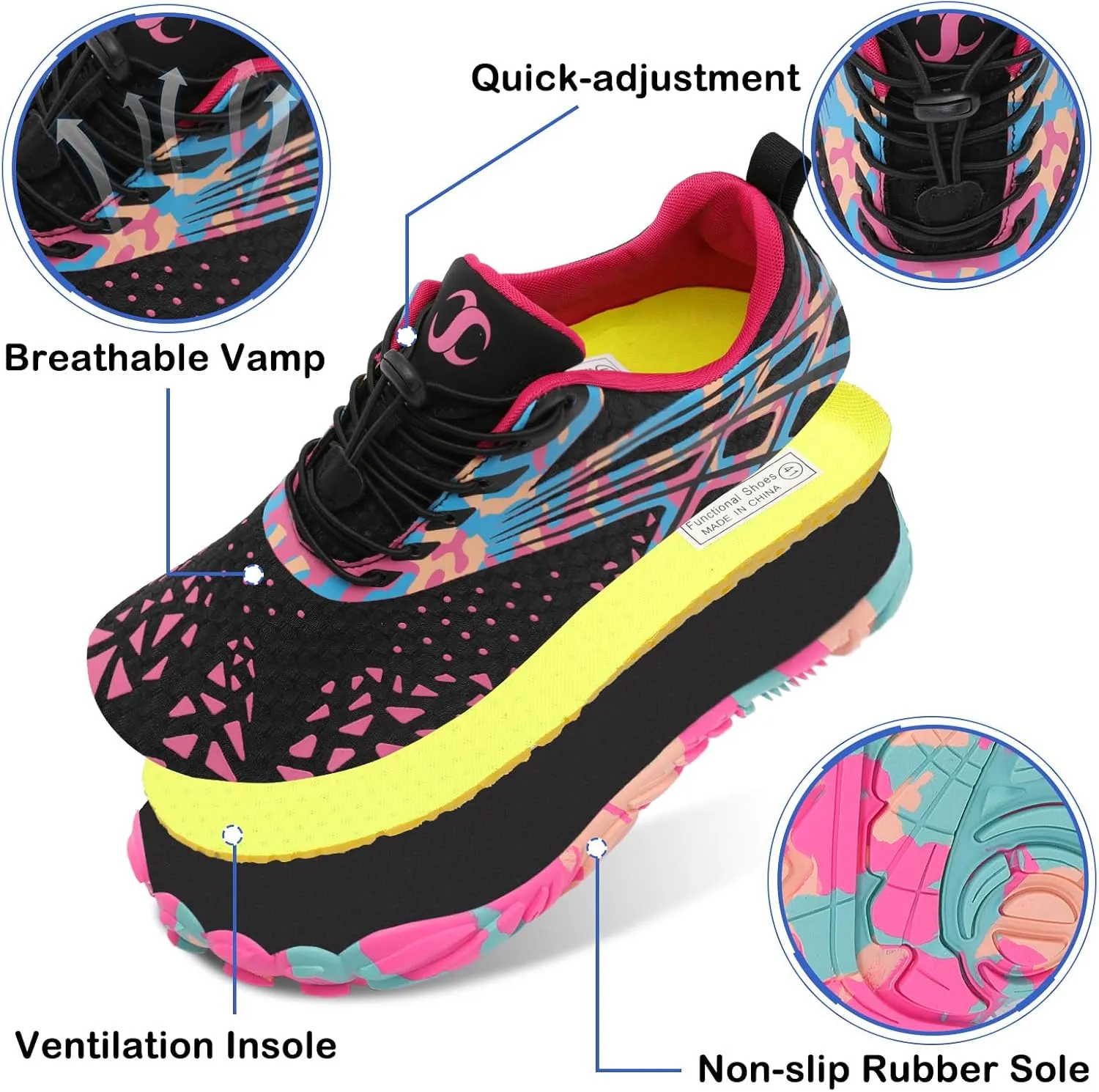Scurtain Unisex Mens Womens Athletic Hiking Water Shoes Quick Dry Barefoot Aqua Shoes Swim Shoes Beach Shoes with Drainage