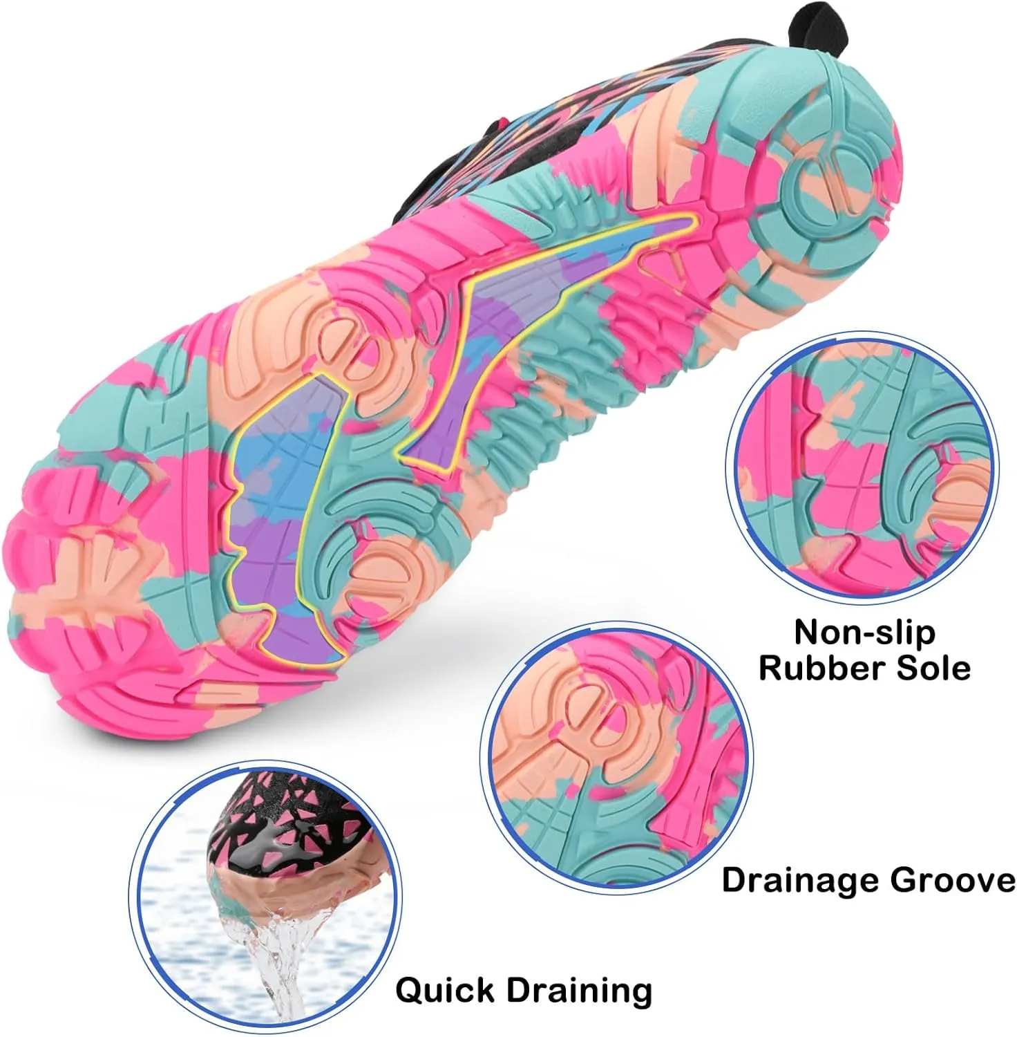 Scurtain Unisex Mens Womens Athletic Hiking Water Shoes Quick Dry Barefoot Aqua Shoes Swim Shoes Beach Shoes with Drainage