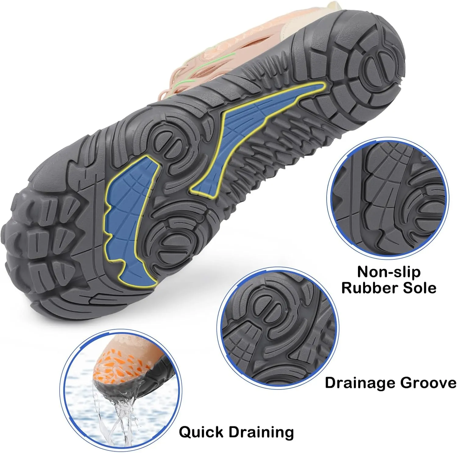 Scurtain Unisex Mens Womens Athletic Hiking Water Shoes Quick Dry Barefoot Aqua Shoes Swim Shoes Beach Shoes with Drainage
