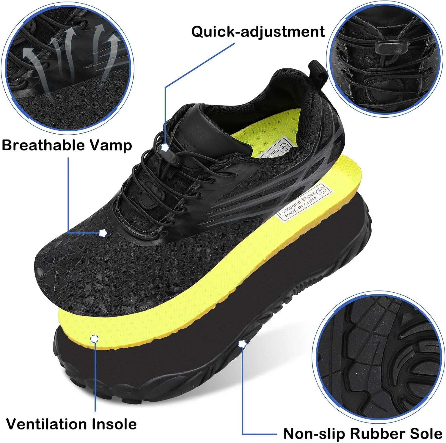 Scurtain Unisex Mens Womens Athletic Hiking Water Shoes Quick Dry Barefoot Aqua Shoes Swim Shoes Beach Shoes with Drainage