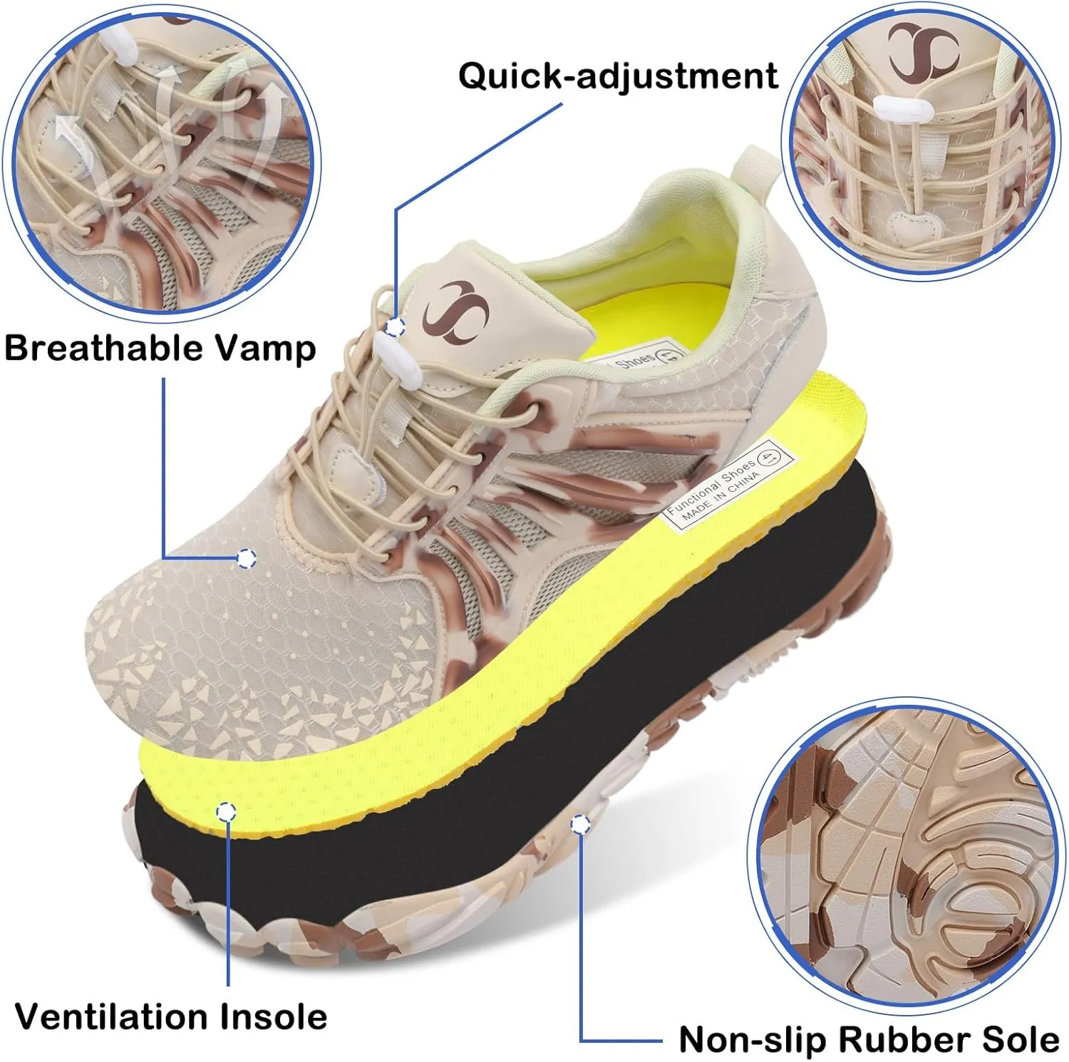Scurtain Unisex Mens Womens Athletic Hiking Water Shoes Quick Dry Barefoot Aqua Shoes Swim Shoes Beach Shoes with Drainage
