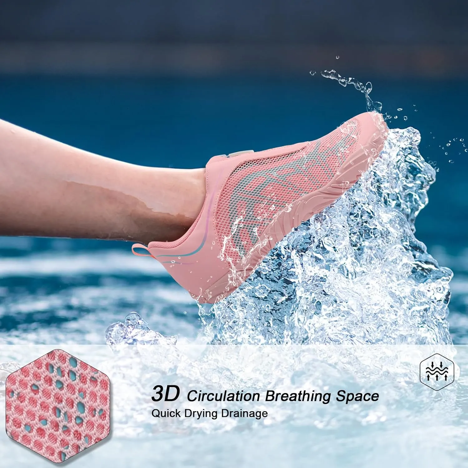 Scurtain Unisex Mens Womens Water Shoes Athletic Sports Aqua Shoes Barefoot Hiking Water Shoes Quick Dry Yoga Pool Swim Surf Beach Walking Shoes with Zipper