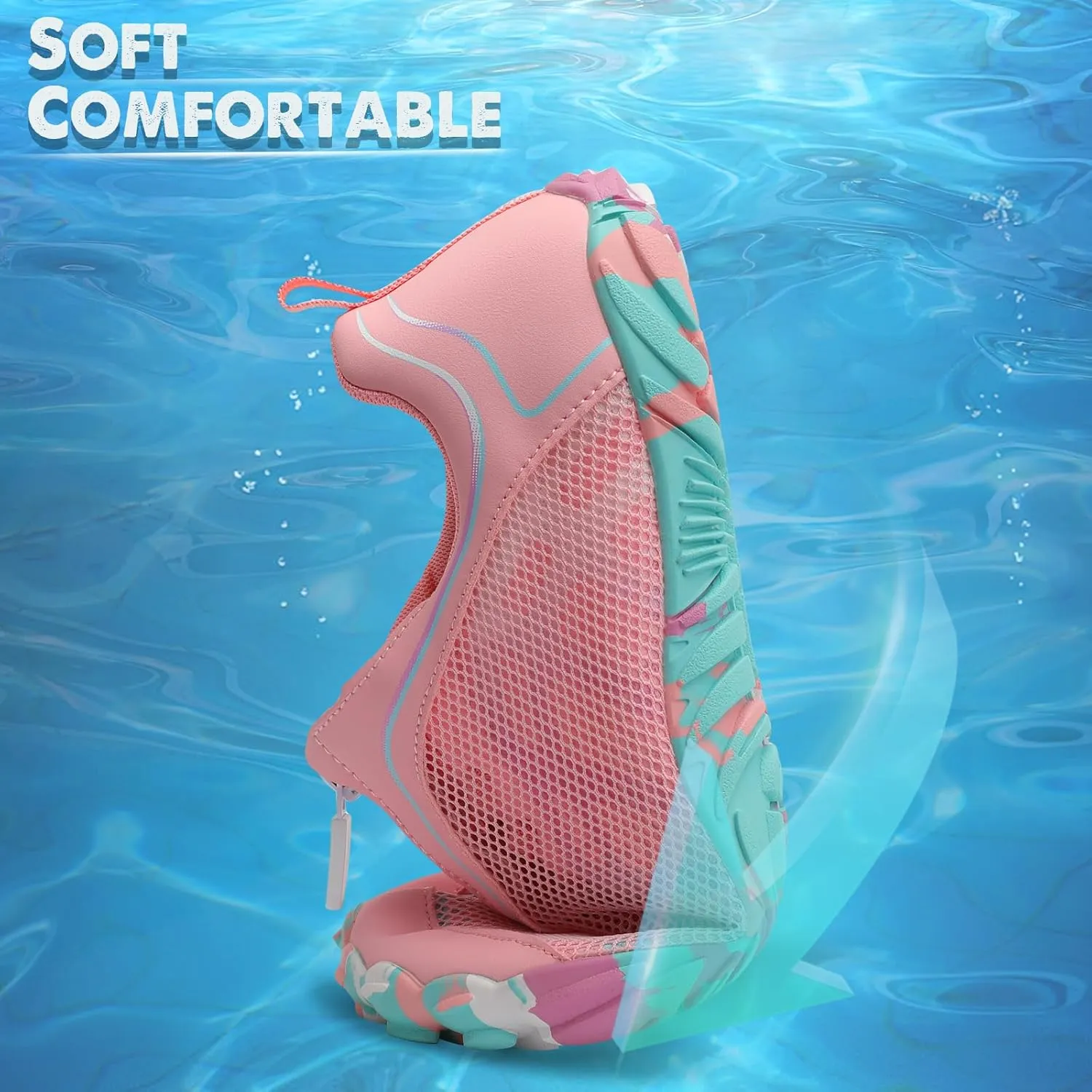 Scurtain Unisex Mens Womens Water Shoes Athletic Sports Aqua Shoes Barefoot Hiking Water Shoes Quick Dry Yoga Pool Swim Surf Beach Walking Shoes with Zipper
