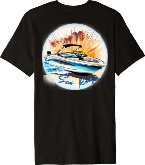 Sea Ray Boat Apparel | Sea Ray Sunset Print On Back Premium T-Shirt