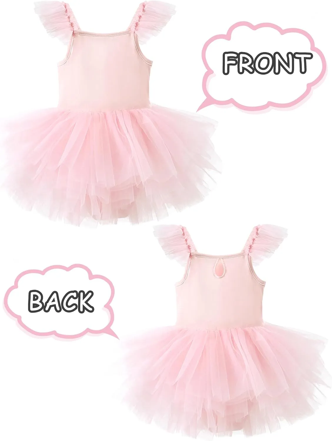 SEAUR Toddler Girls Ballet Dance Dress Sleeveless Fluffy Tutu Tulle Dress Elegant Ballerina Dancewear