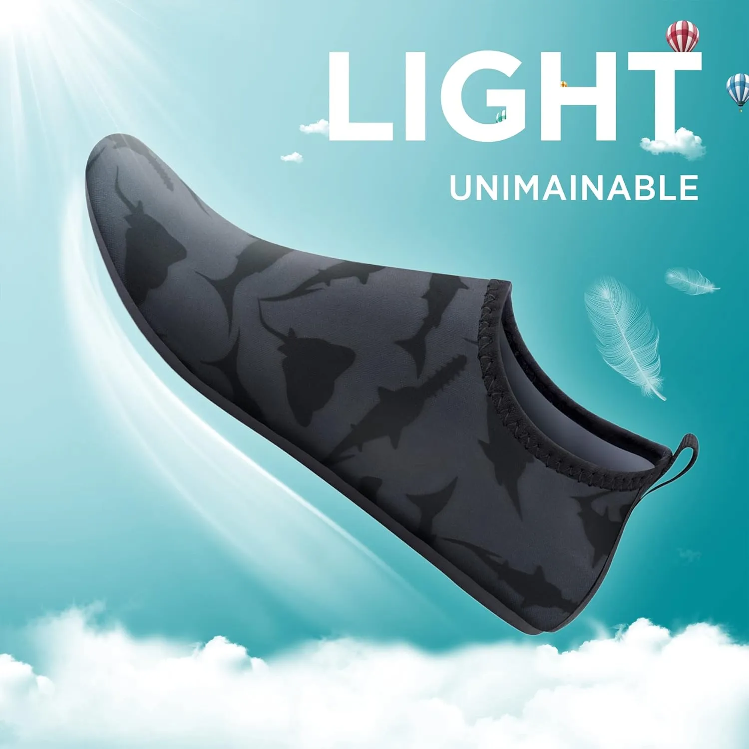 SEEKWAY Water Shoes Quick-Dry Aqua Socks Barefoot Slip-on for Beach Pool Swim River Yoga Lake Surf Women Men Black SK001