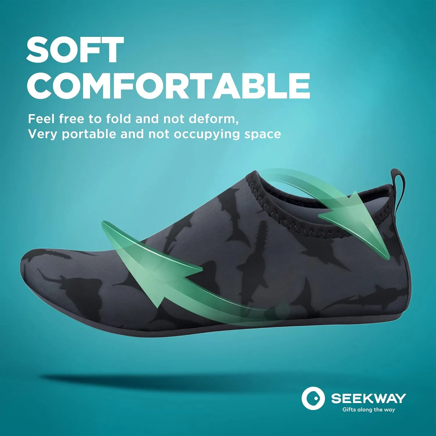SEEKWAY Water Shoes Quick-Dry Aqua Socks Barefoot Slip-on for Beach Pool Swim River Yoga Lake Surf Women Men Black SK001