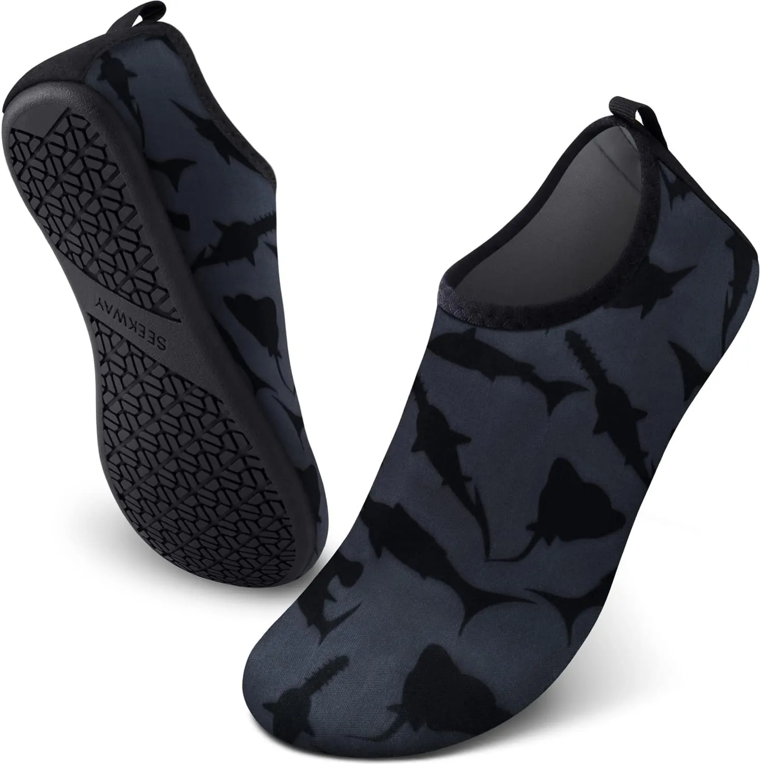 SEEKWAY Water Shoes Quick-Dry Aqua Socks Barefoot Slip-on for Beach Pool Swim River Yoga Lake Surf Women Men Black SK001