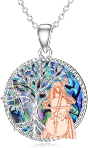 Seiyang Ballet/Basketball/Cello/Football/Cheerleader Necklace 925 Sterling Silver with Abalone Graduation Birthday Jewelry Gifts for Women Sports Lover