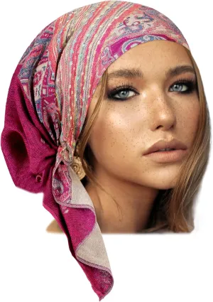 ShariRose Cashmere Headscarf Headwear for Women Tichel Super Soft Headcovering Head cover Head wear Pre tied Bandana Handmade