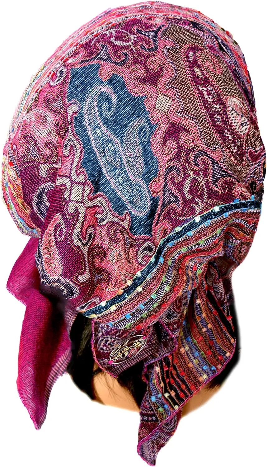 ShariRose Cashmere Headscarf Headwear for Women Tichel Super Soft Headcovering Head cover Head wear Pre tied Bandana Handmade
