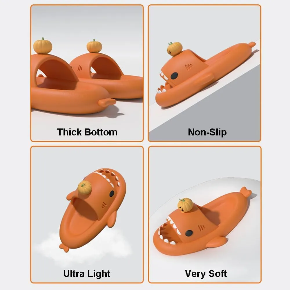 Shark Slides for Christmas Halloween, 3D Cartoon Spooky Shark Slides Glow in the Dark Cloud Shark Slide, Cloudy Shark Slippers
