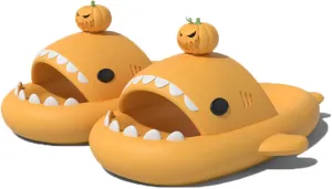 Shark Slides for Christmas Halloween, 3D Cartoon Spooky Shark Slides Glow in the Dark Cloud Shark Slide, Cloudy Shark Slippers