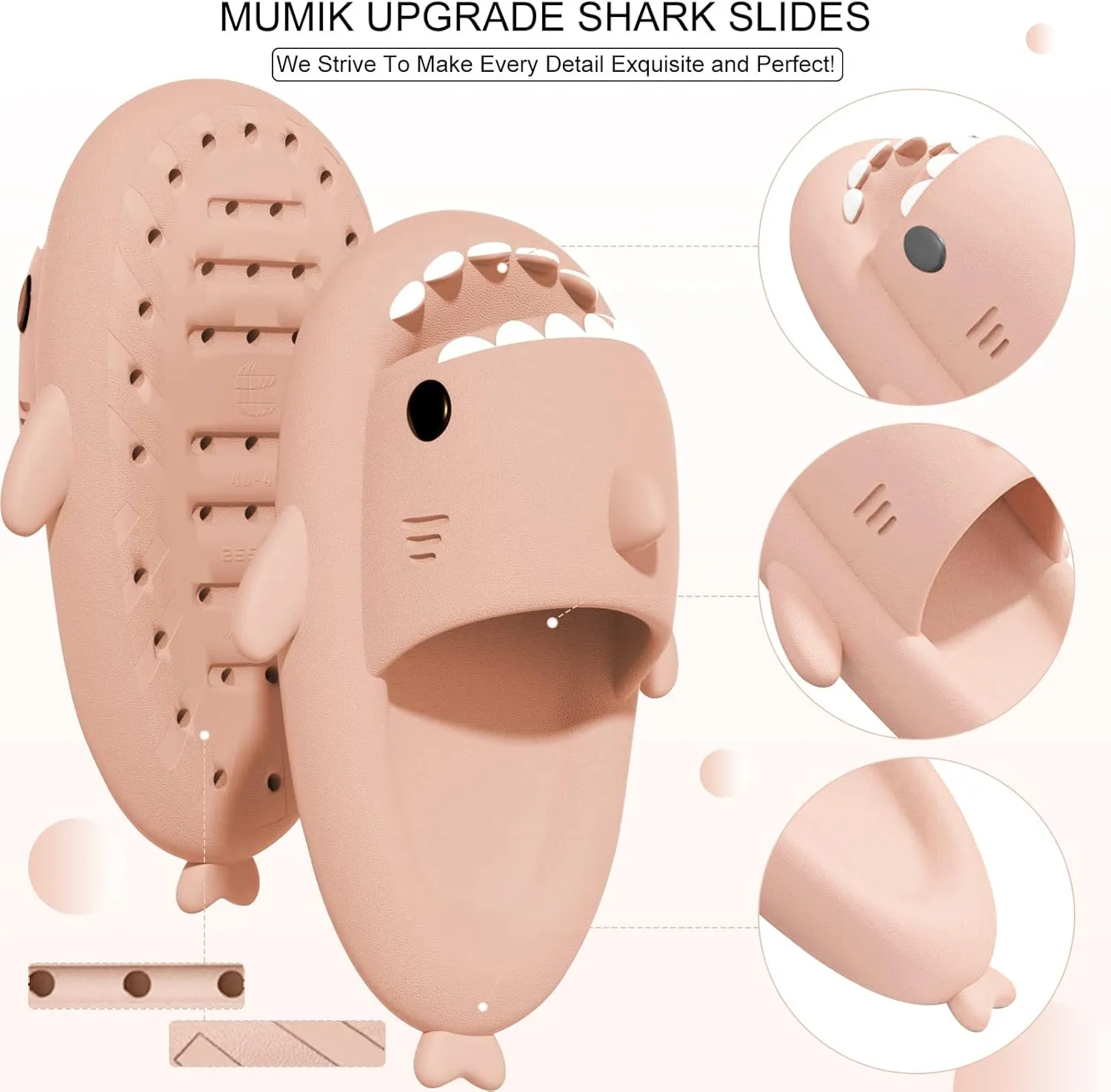 Shark Slides for Kids, Cute Non-Slip Thick Sole Cloud Slippers, Quick Dry Comfy Slippers