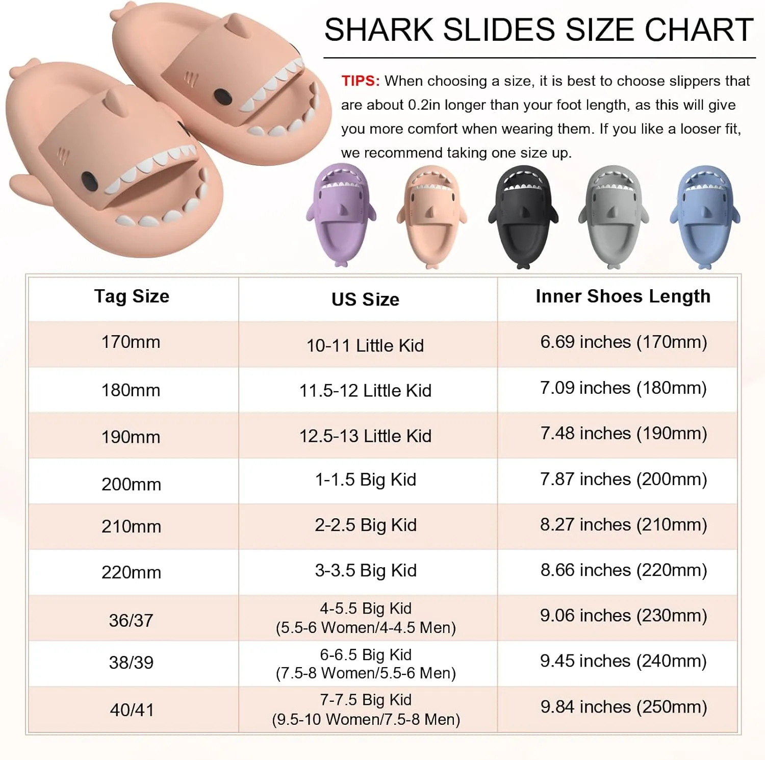 Shark Slides for Kids, Cute Non-Slip Thick Sole Cloud Slippers, Quick Dry Comfy Slippers