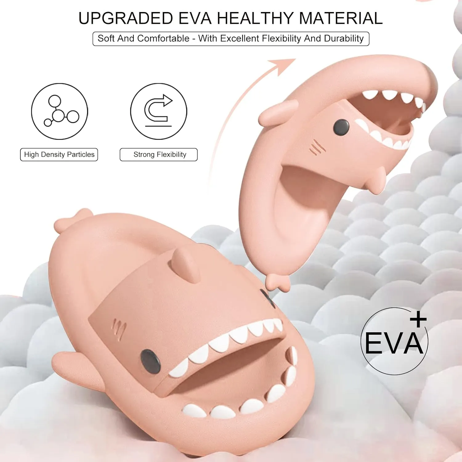 Shark Slides for Kids, Cute Non-Slip Thick Sole Cloud Slippers, Quick Dry Comfy Slippers