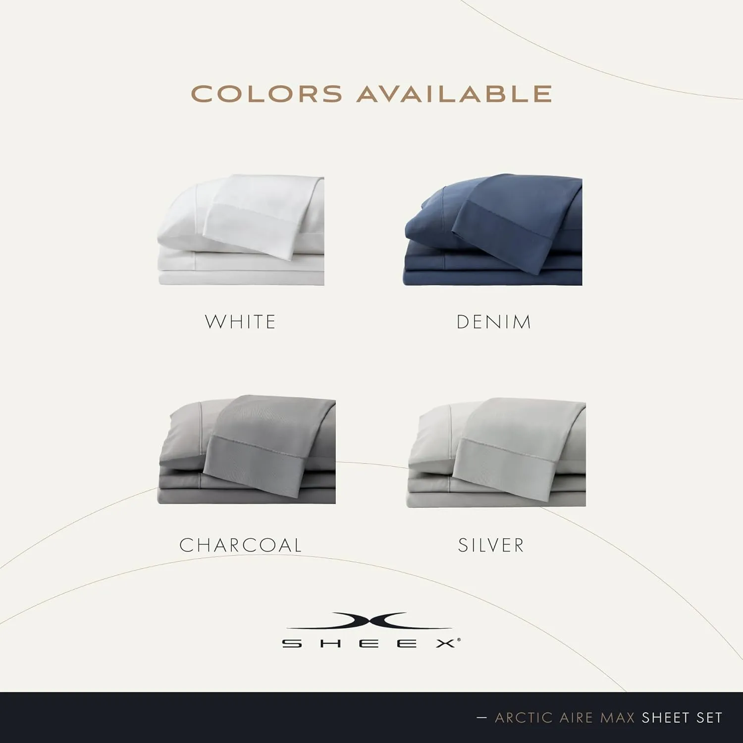 SHEEX Arctic Aire MAX Sheet Set, Ultrasoft Cooling Sheets with 1 Flat Sheet, 1 Fitted Sheet, and 2 Pillowcases, King, Denim