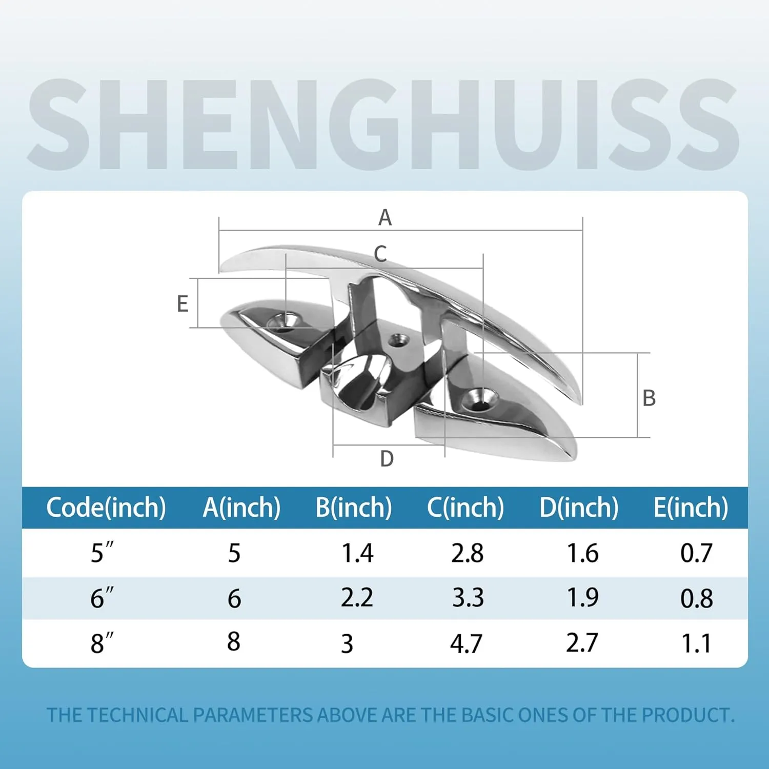 SHENGHUISS Folding Boat Cleat 316 Stainless Steel Cleat Flip Up Boat Dock Cleats (5"/6"/8")