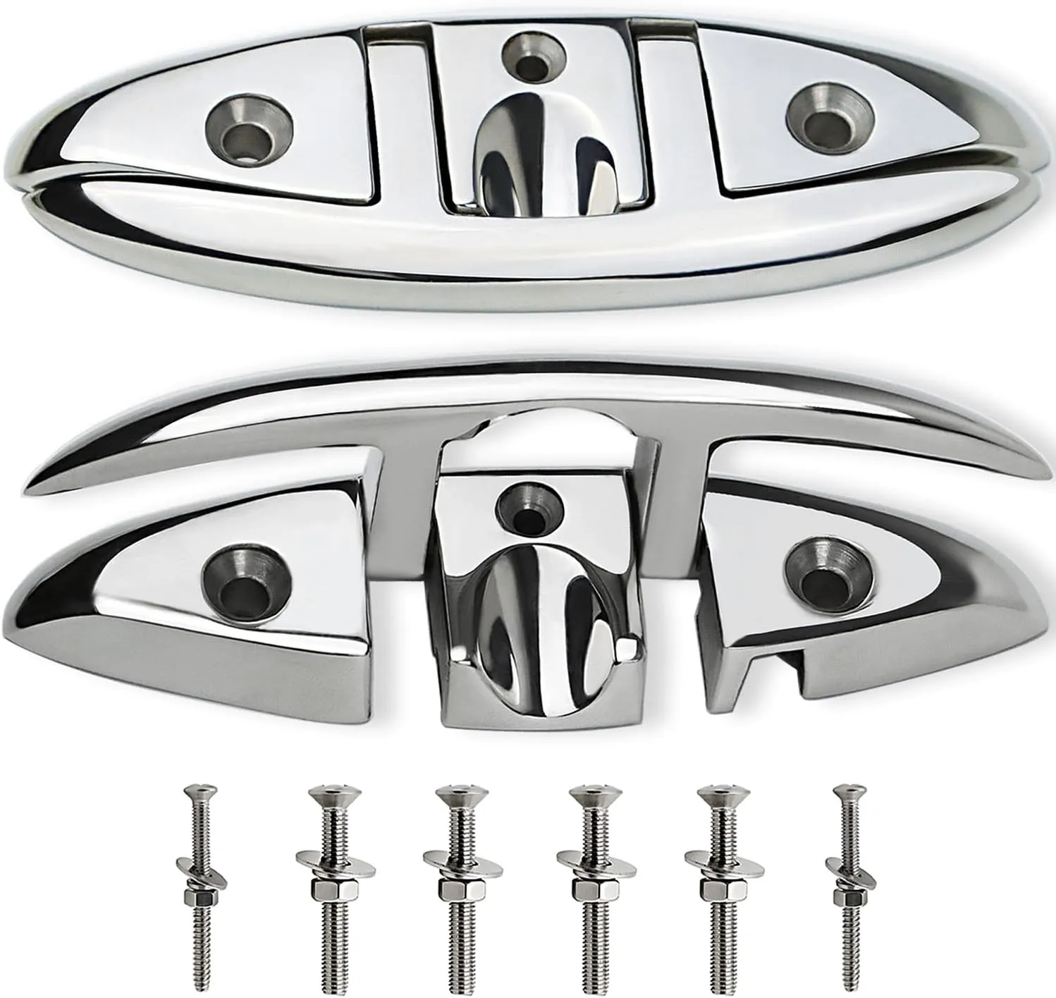 SHENGHUISS Folding Boat Cleat 316 Stainless Steel Cleat Flip Up Boat Dock Cleats (5"/6"/8")