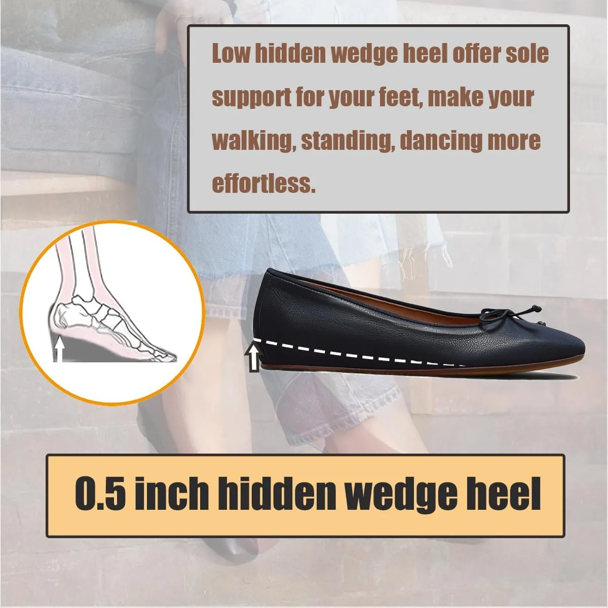 SHODENSE Women Flats Shoes Bow Square Closed Toe Ballet Flats Slip On Metallic Flat Shoe Matte Patent Leather Snakeskin Low Hidden Wedge Heel Office Work Shoes Driving Flats Church Club Fall 4-11 M US