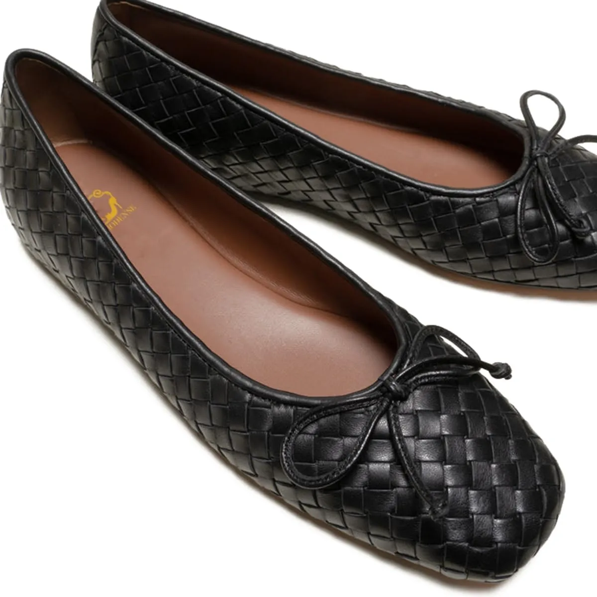 SHODENSE Women Flats Shoes Bow Square Closed Toe Ballet Flats Slip On Metallic Flat Shoe Matte Patent Leather Snakeskin Low Hidden Wedge Heel Office Work Shoes Driving Flats Church Club Fall 4-11 M US