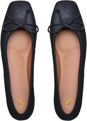 SHODENSE Women Flats Shoes Bow Square Closed Toe Ballet Flats Slip On Metallic Flat Shoe Matte Patent Leather Snakeskin Low Hidden Wedge Heel Office Work Shoes Driving Flats Church Club Fall 4-11 M US