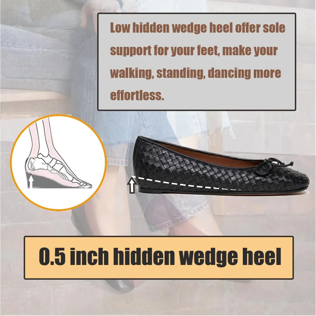 SHODENSE Women Flats Shoes Bow Square Closed Toe Ballet Flats Slip On Metallic Flat Shoe Matte Patent Leather Snakeskin Low Hidden Wedge Heel Office Work Shoes Driving Flats Church Club Fall 4-11 M US