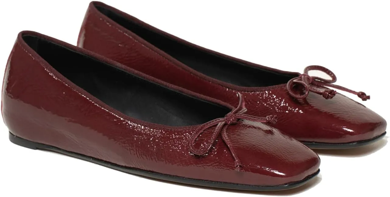 SHODENSE Women Flats Shoes Bow Square Closed Toe Ballet Flats Slip On Metallic Flat Shoe Matte Patent Leather Snakeskin Low Hidden Wedge Heel Office Work Shoes Driving Flats Church Club Fall 4-11 M US