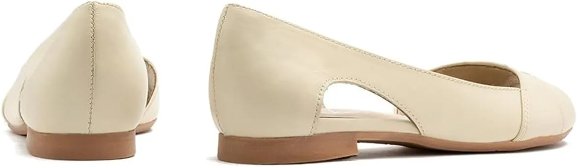SHODENSE Women Open Peep Toe Flat Shoes Slip On Cutout Flat Sandals Round Toe Matte Leather Ballet Flats Office Work Comfort Flat Heel Summer Shoes for Ladies Girls Casual Driver Flats Club 4-11 M US