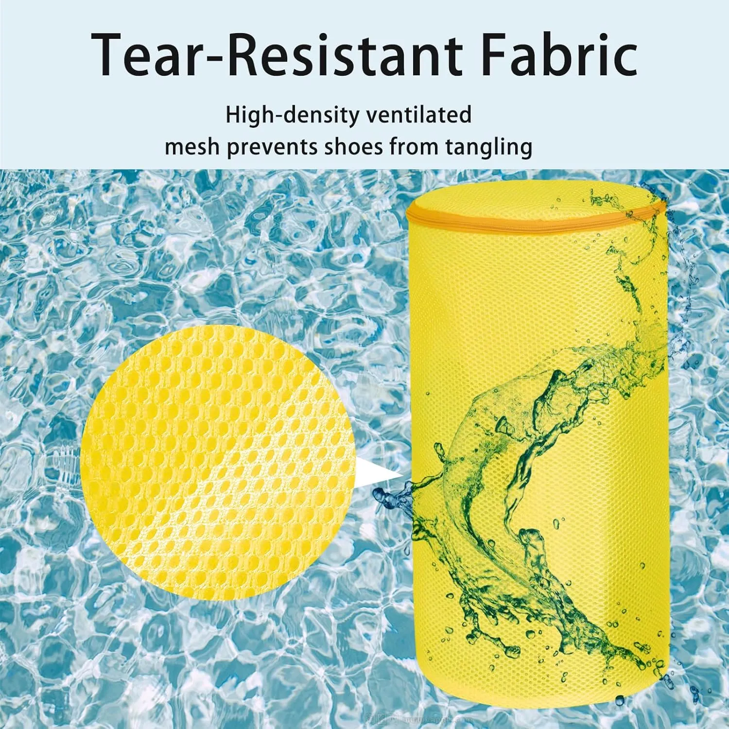 Shoes Washing Machine Bag,Mesh Laundry Shoe Bags,Net Sneaker Cleaning Sack,Footwear Protector in Washer,Sandwish Fabric,8x15 inch (Light Yellow)