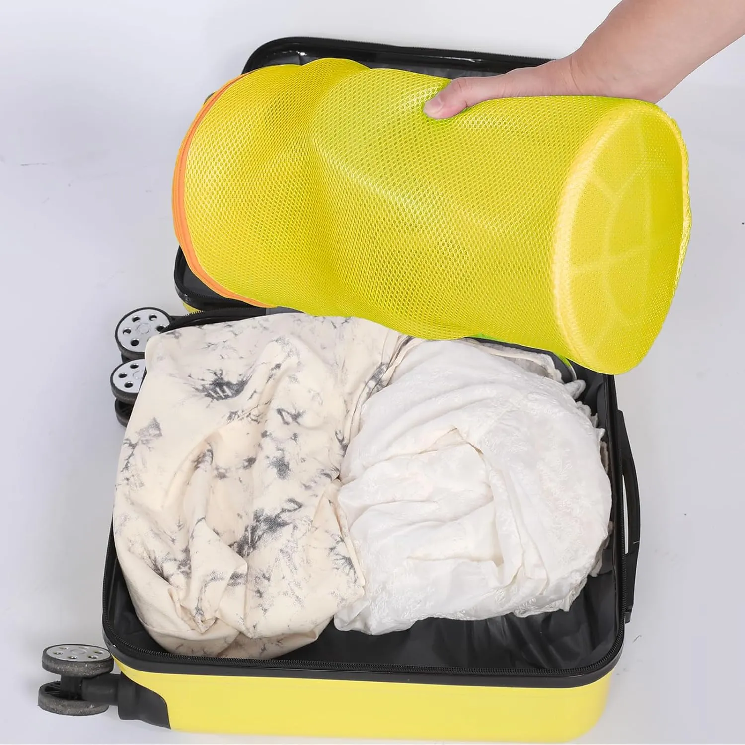 Shoes Washing Machine Bag,Mesh Laundry Shoe Bags,Net Sneaker Cleaning Sack,Footwear Protector in Washer,Sandwish Fabric,8x15 inch (Light Yellow)