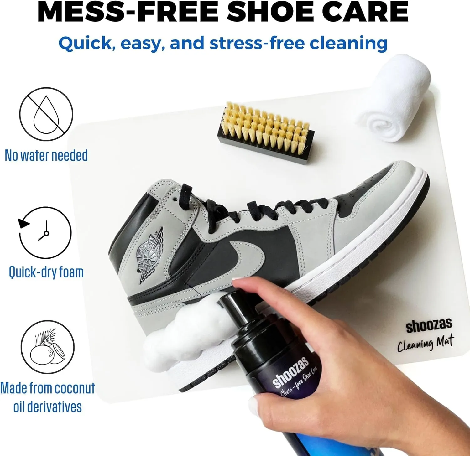 Shoozas Shoe Cleaner Kit – Mess-free, Powerful, and Delicate Shoe Cleaning Kits, Quick Dry, Non-Toxic, Safe on all Materials.