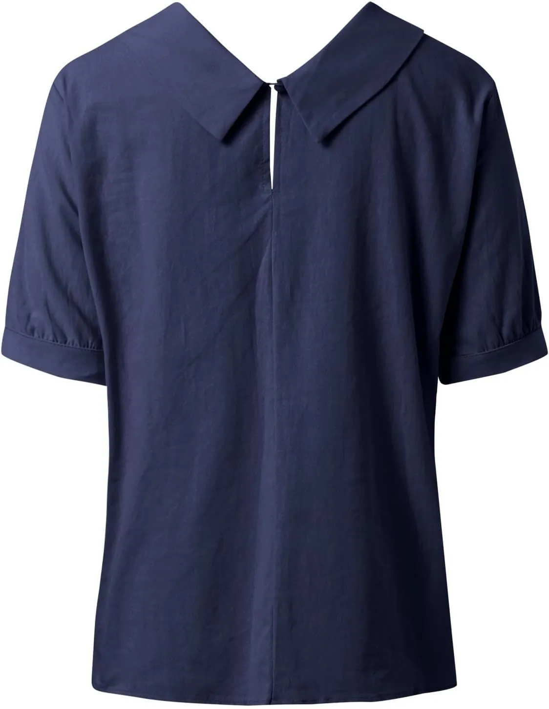 Short Sleeve Linen Shirts for Women Eyelet Summer Tops Casual Loose Blouses Gauze T-Shirts Collar Neck Basic Tee