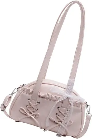 Shoulder Handbag，Elegant Ballet Styles Lace Trim Bowknot Shoulder Bag for Women with Spacious Pillow Shape Design Crossbody Bags