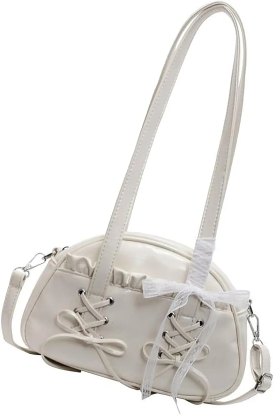 Shoulder Handbag，Elegant Ballet Styles Lace Trim Bowknot Shoulder Bag for Women with Spacious Pillow Shape Design Crossbody Bags