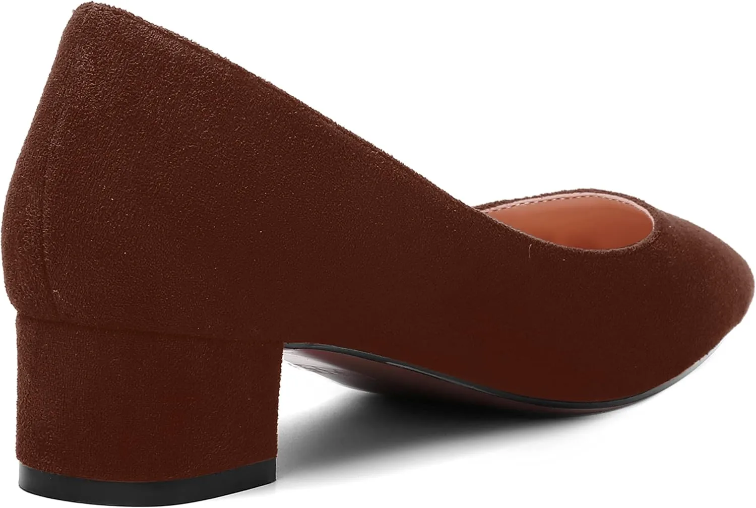 SHOWFOREST Womens Business Slip On Formal Suede Pointed Toe Solid Thick Chunky Low Heel Pumps Shoes 1.5 Inch