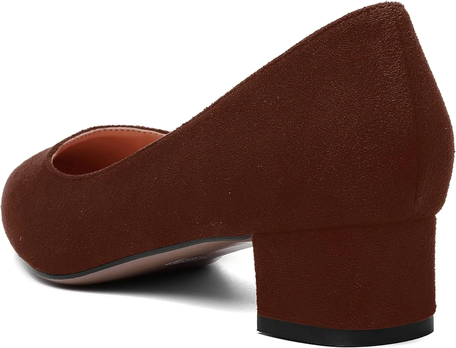 SHOWFOREST Womens Business Slip On Formal Suede Pointed Toe Solid Thick Chunky Low Heel Pumps Shoes 1.5 Inch