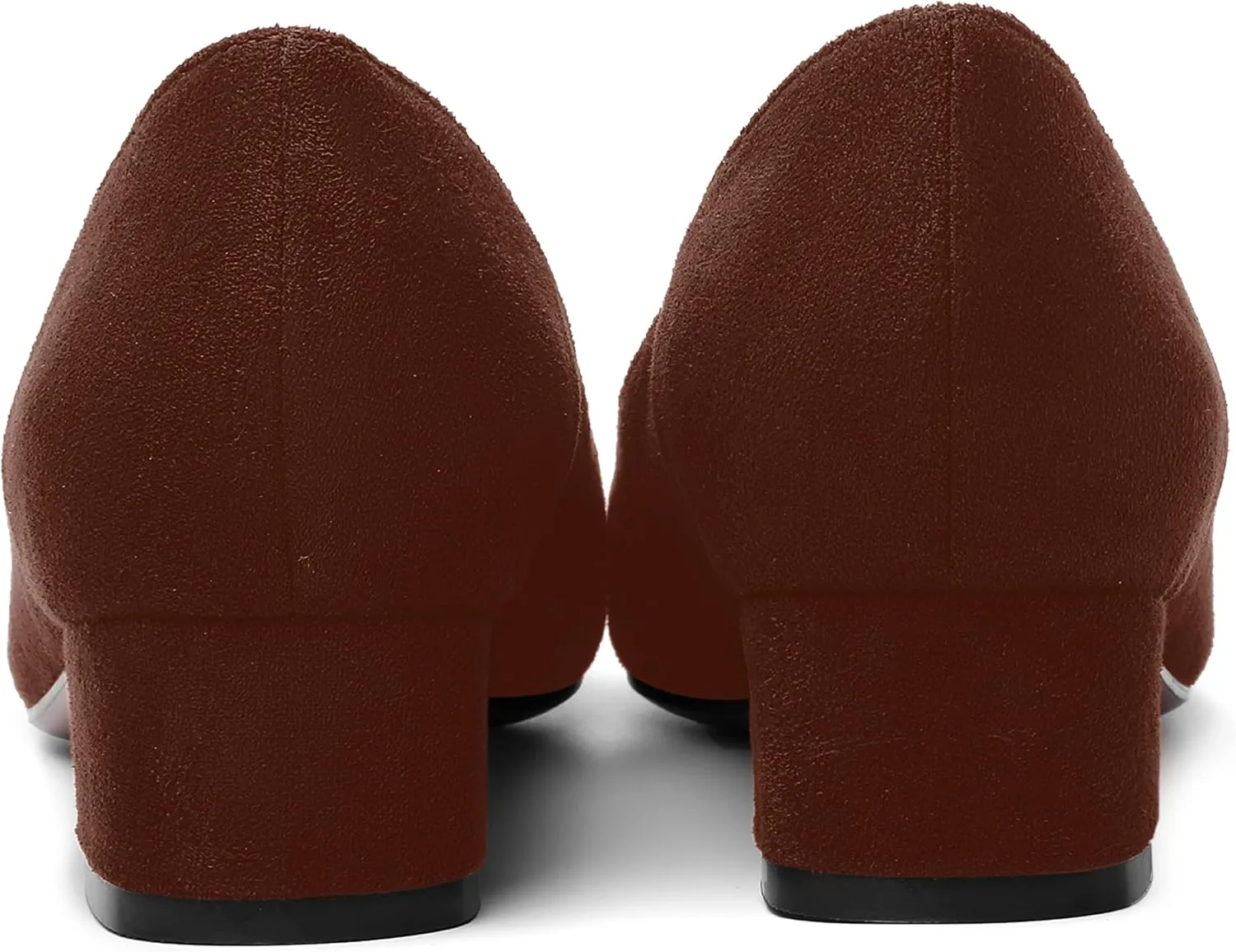 SHOWFOREST Womens Business Slip On Formal Suede Pointed Toe Solid Thick Chunky Low Heel Pumps Shoes 1.5 Inch