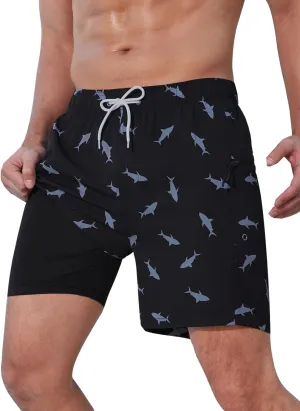 SILKWORLD Men's Swim Trunks Quick Dry Swimming Shorts 6 Inch Bathing Suits with Compression Liner and Zipper Pockets