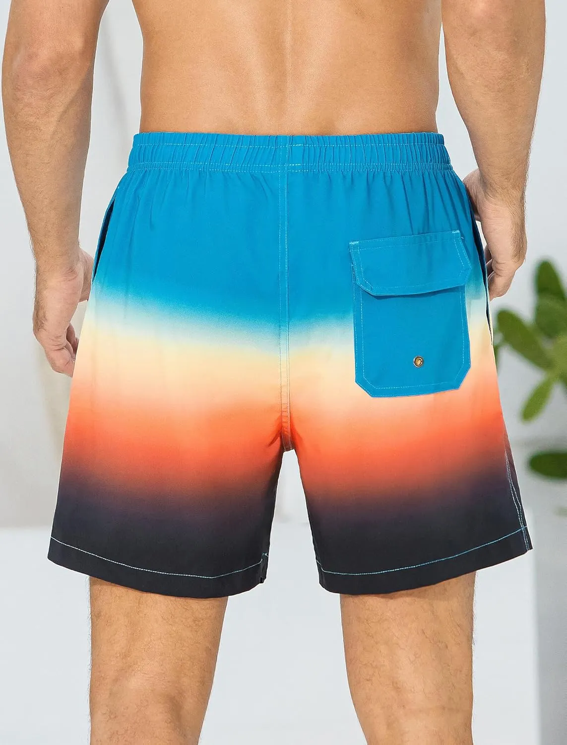SILKWORLD Mens Swim Trunks with Compression Liner 6 Inch Inseam Quick Dry Beach Shorts Bathing Suit with Zipper Pockets